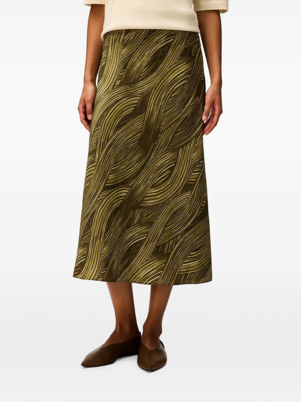 RETORI printed A-line silk midi skirt - Verde