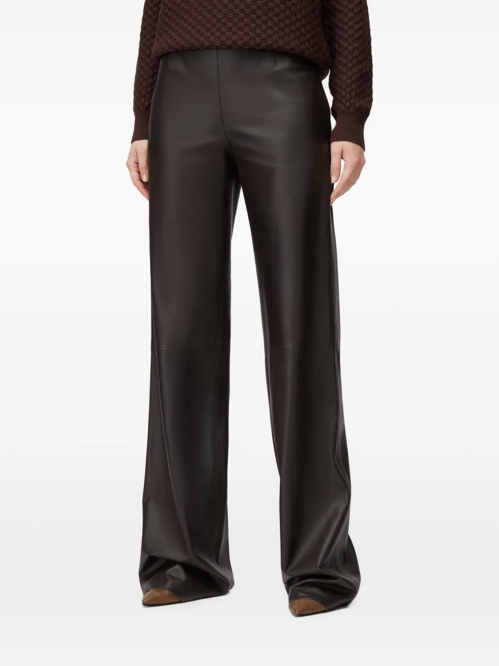 RETORI flared leather trousers - Braun