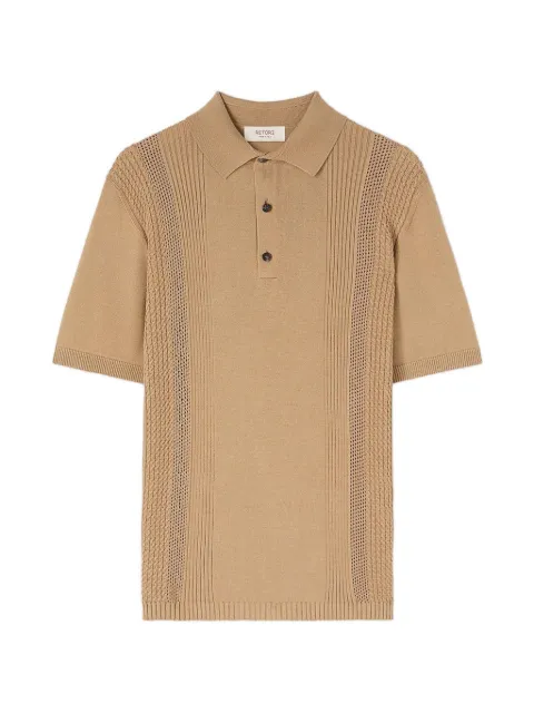 RETORI mixed-stitch knit polo shirt