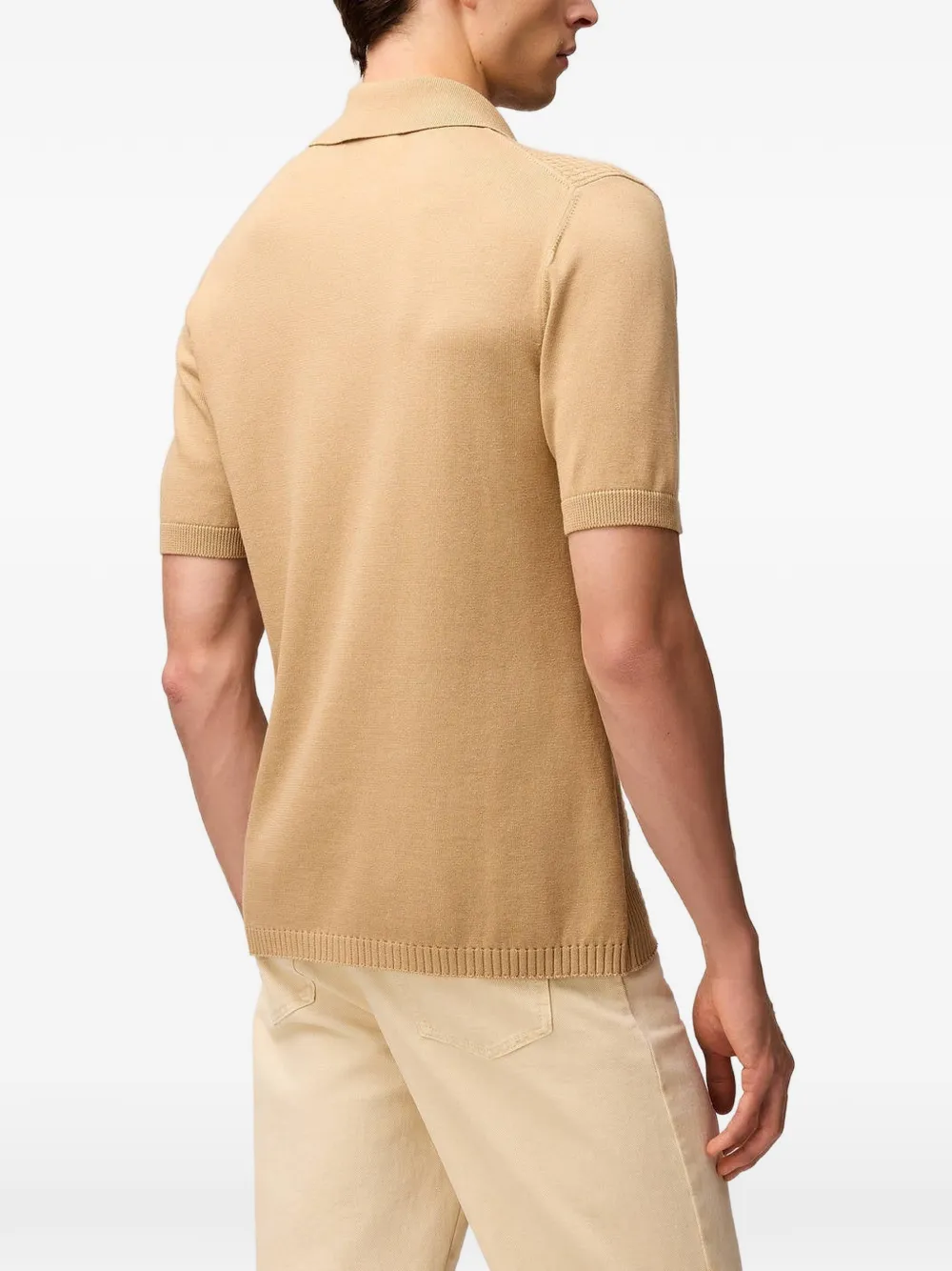 RETORI Gebreid poloshirt met stiksels Beige