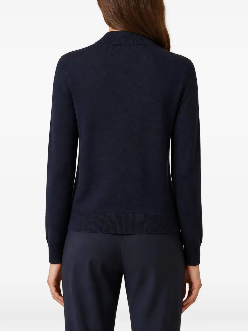 RETORI Gebreid poloshirt met lange mouwen Blauw