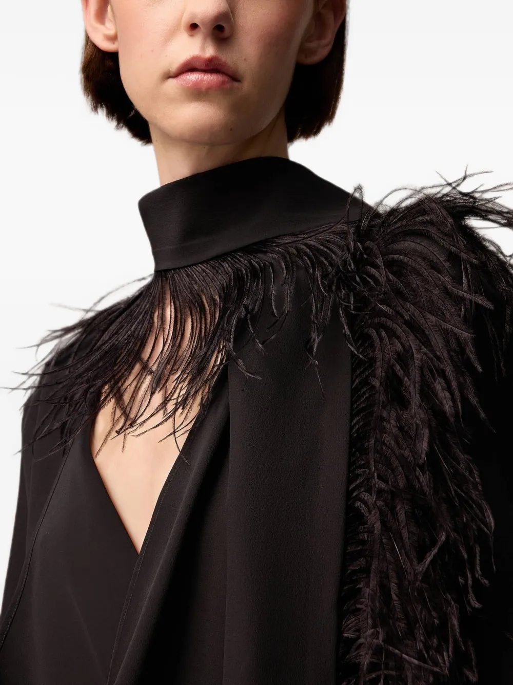RETORI Shirt met sjaaldetail Zwart