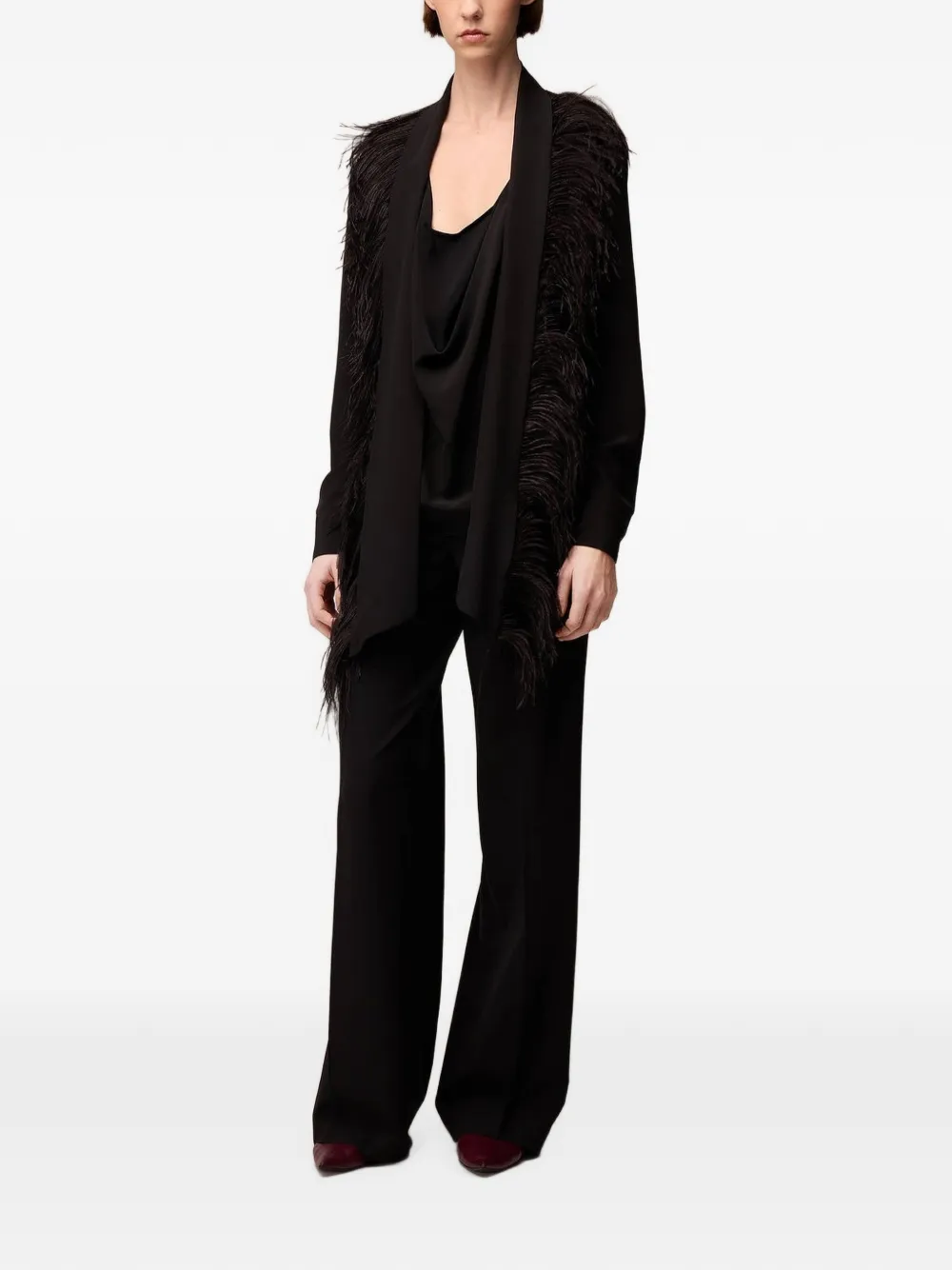RETORI Shirt met sjaaldetail Zwart