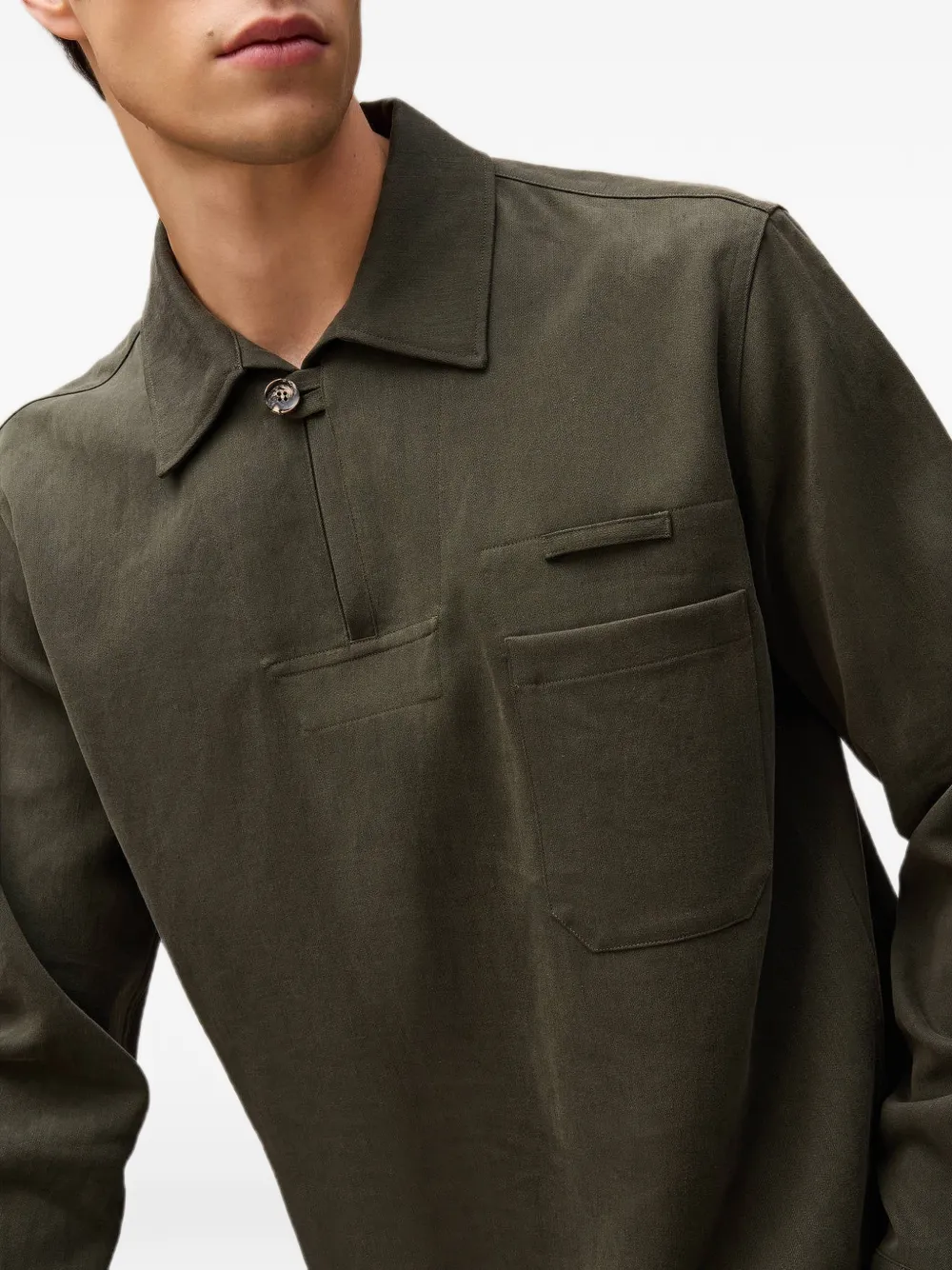 RETORI Linnen poloshirt met perzik Groen