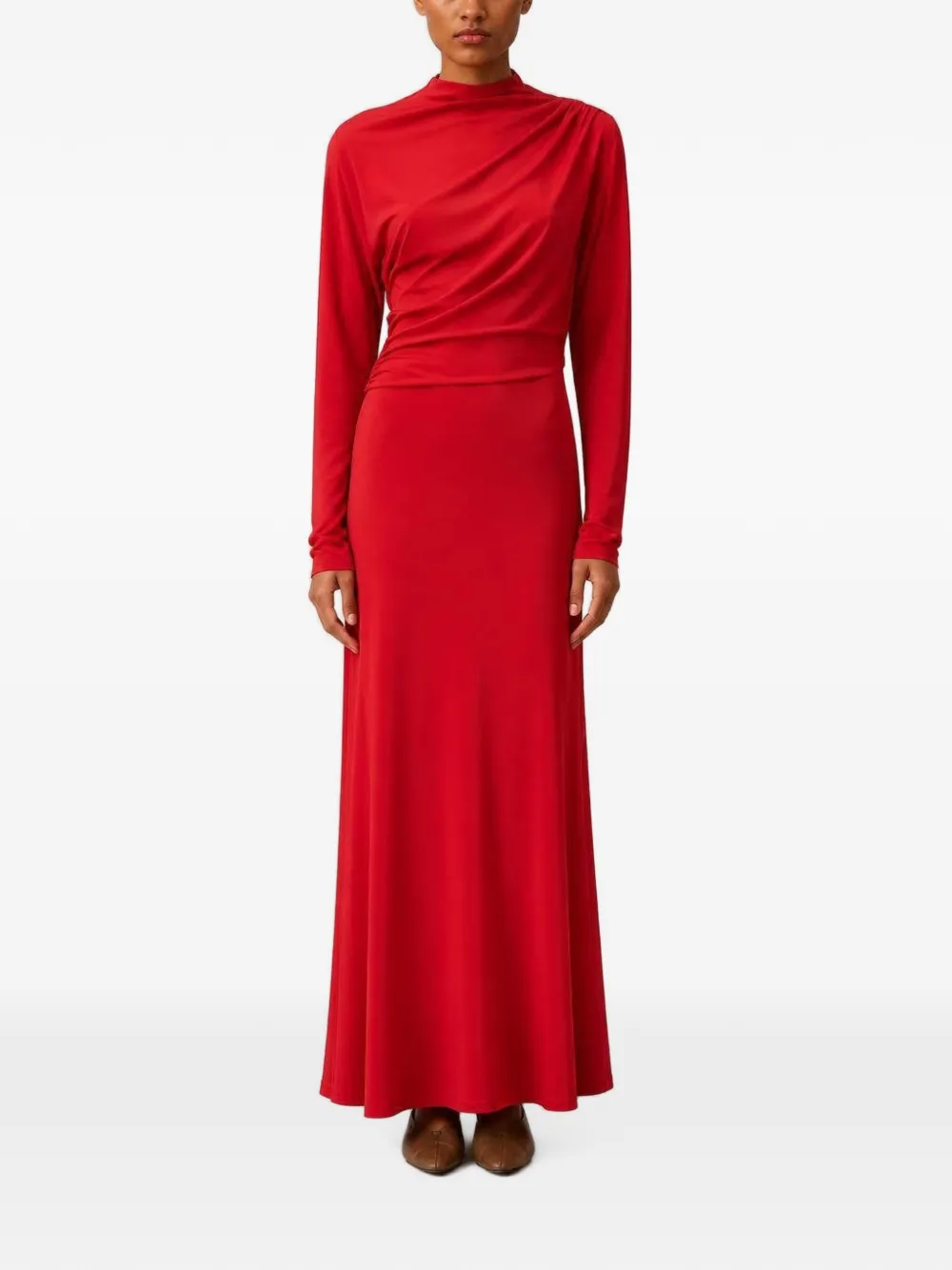 RETORI draped mock-neck maxi dress