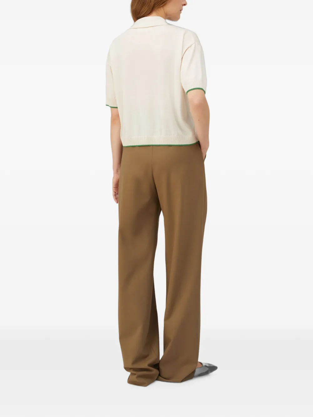 RETORI Poloshirt met contrasterende afwerking Beige