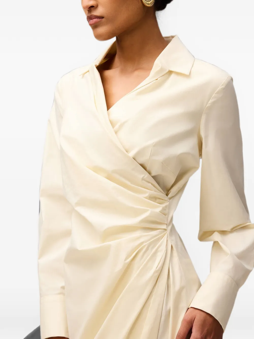 RETORI Gedrapeerde katoenen-popeline midi-jurk Beige