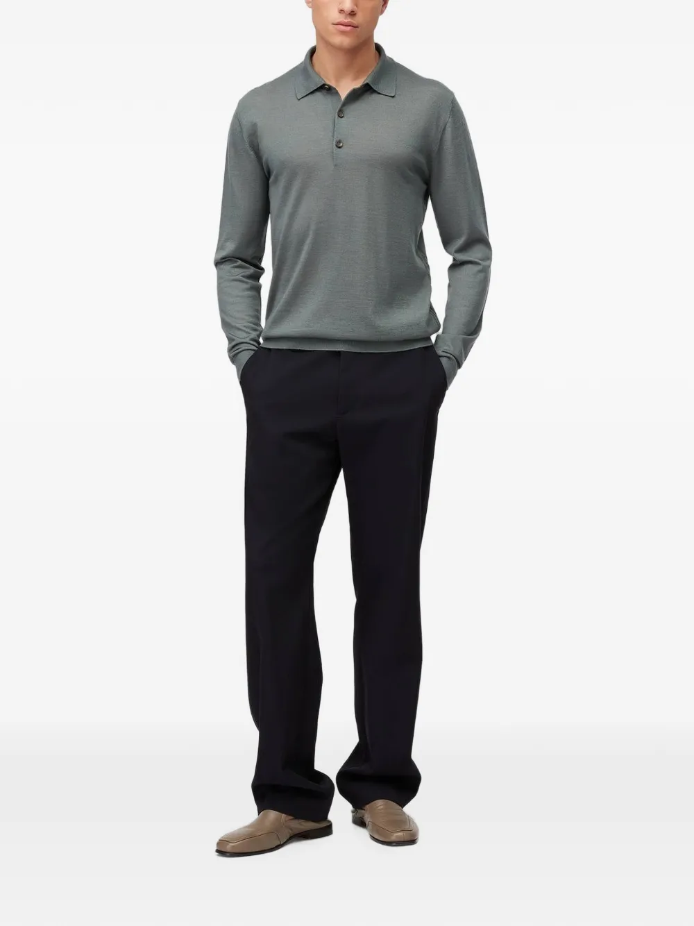 RETORI Poloshirt met argyle-detail Groen