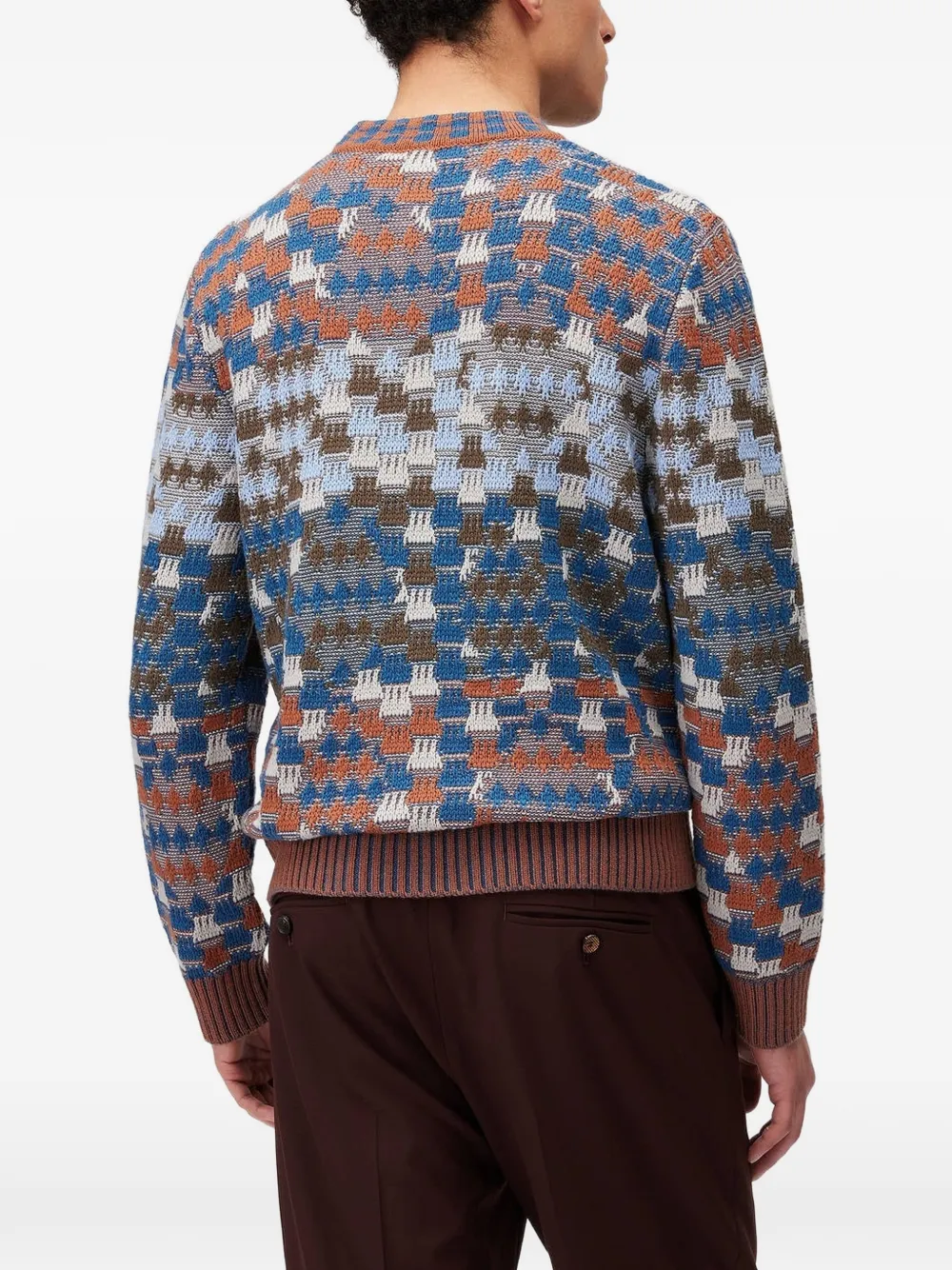 RETORI Trui met argyle-patroon en scheerwol Blauw