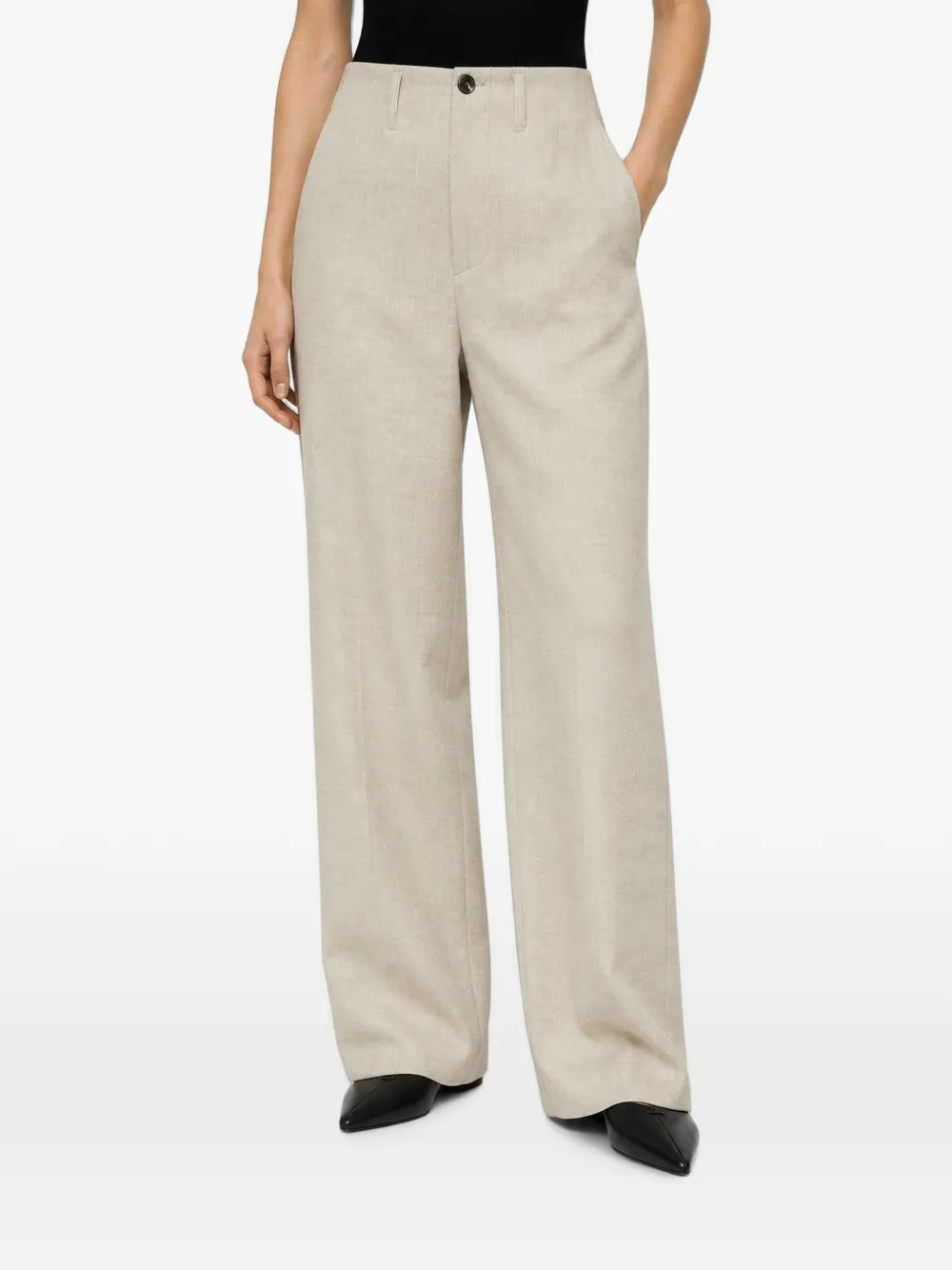 RETORI Straight broek van scheerwol Beige