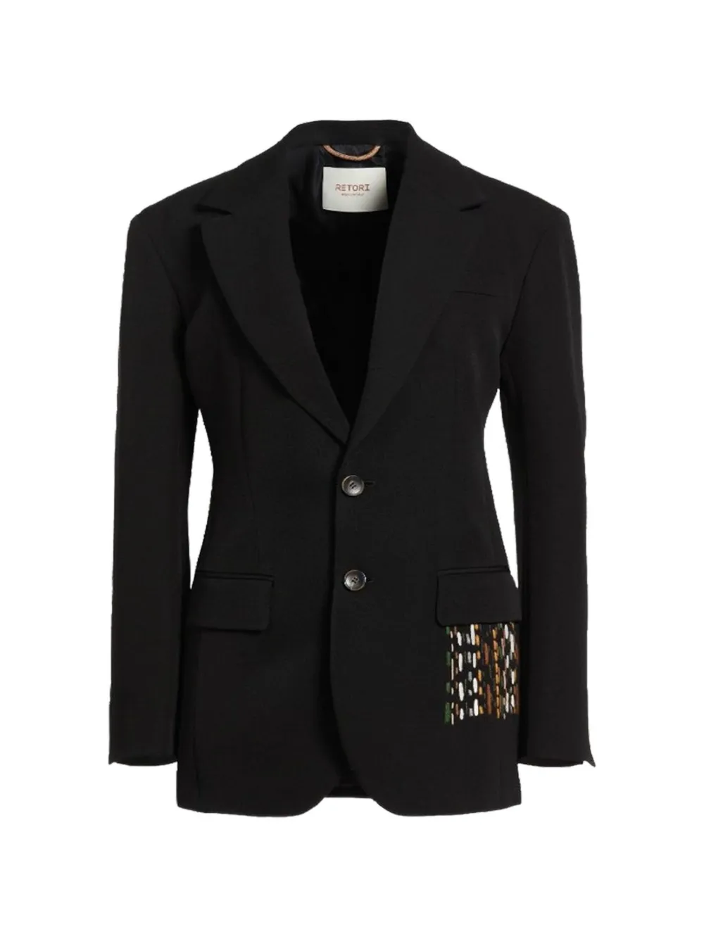 RETORI embroidered single-breasted virgin-wool blazer - Nero