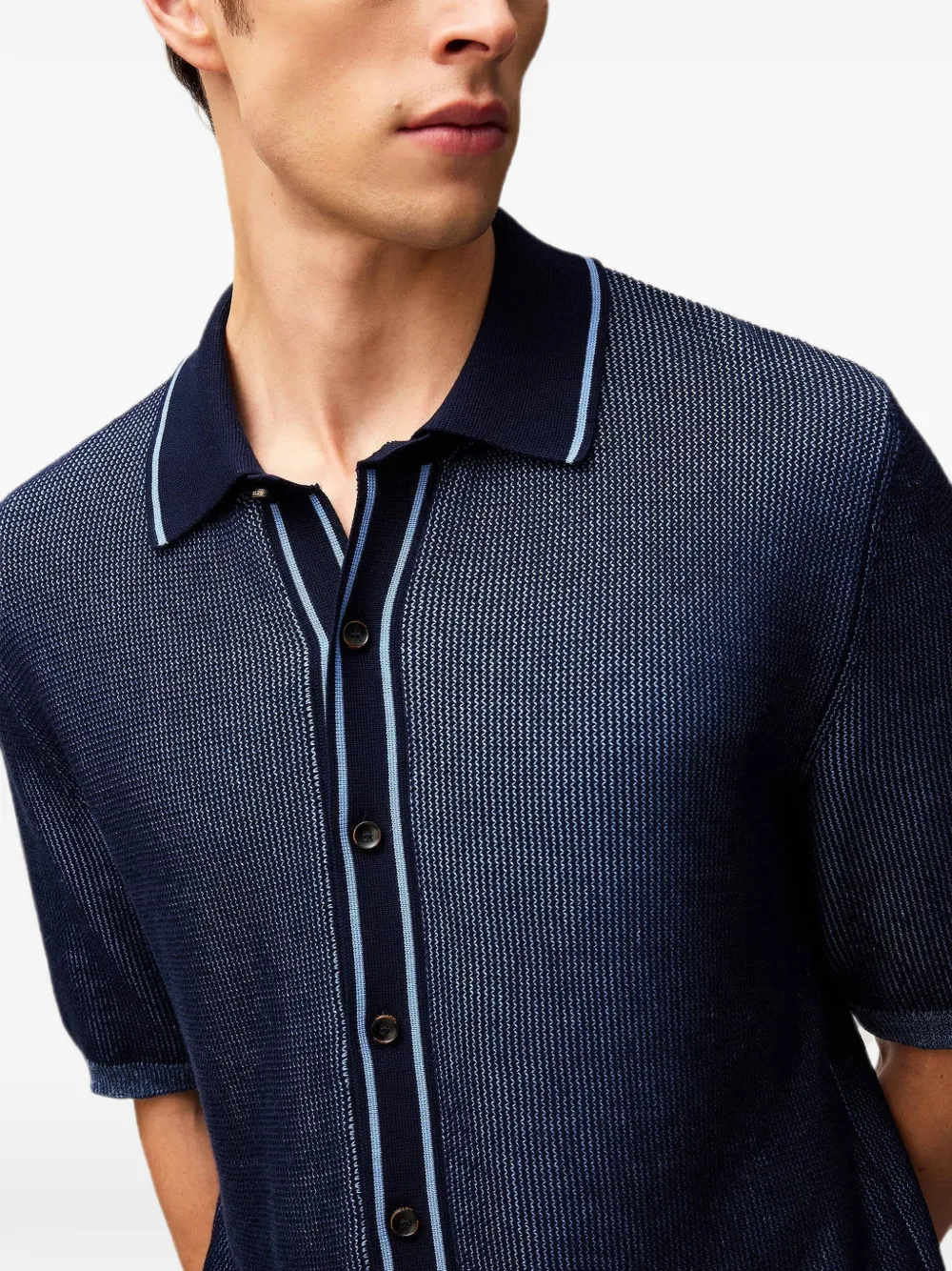 RETORI Vanisé-gebreid poloshirt Blauw