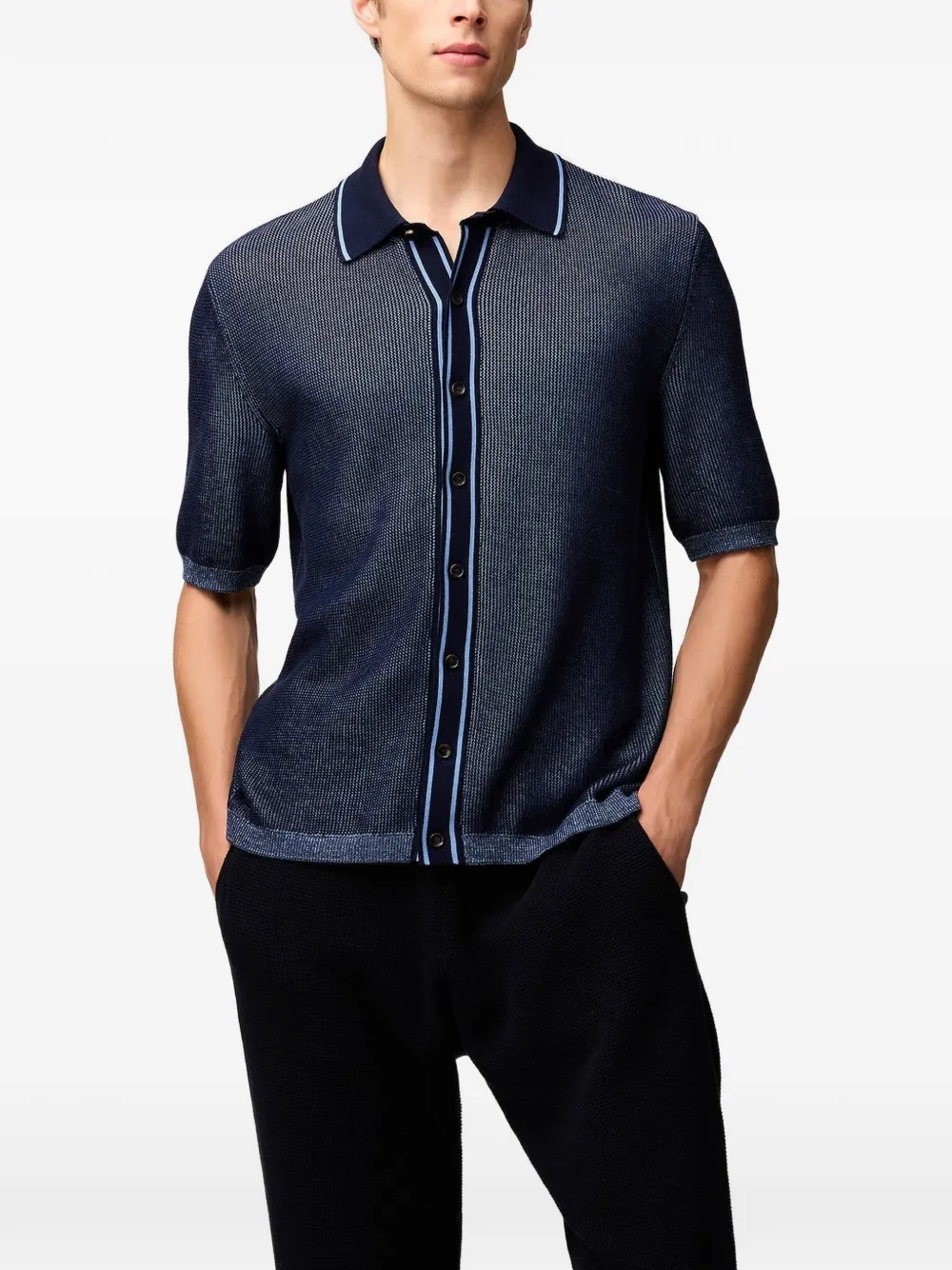 RETORI Vanisé-gebreid poloshirt Blauw
