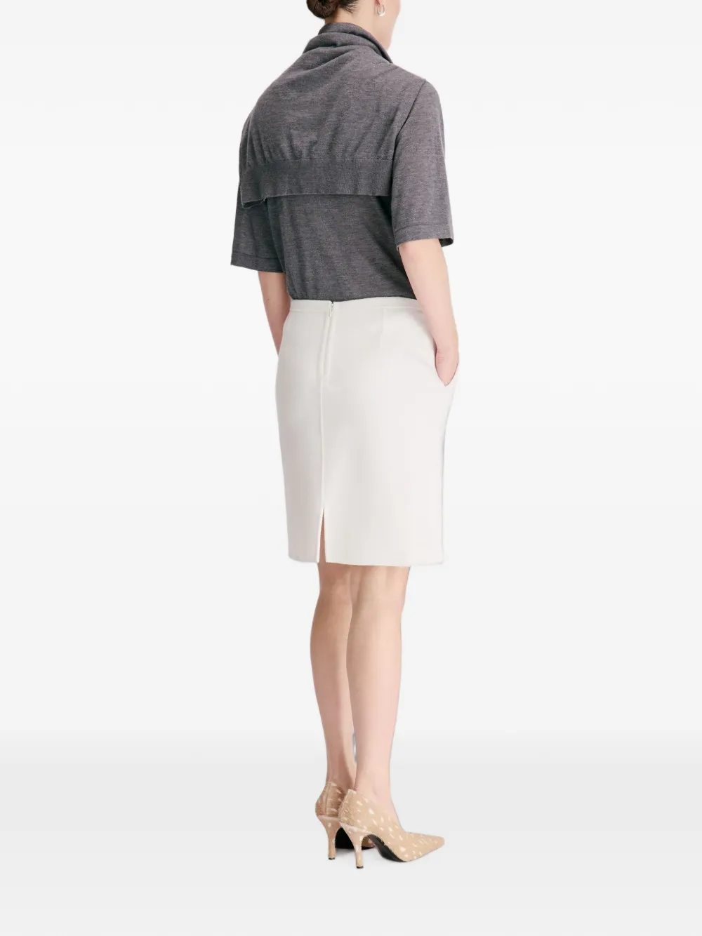LouLou de Saison Judy wollen straight midi-rok met dubbele split Beige