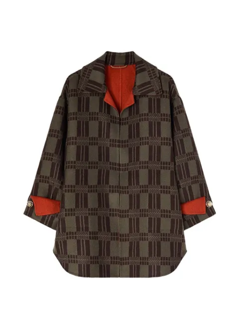 RETORI reversible check-jacquard coat