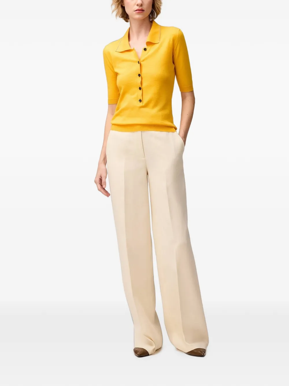 RETORI Poloshirt met gestreept-detail Geel