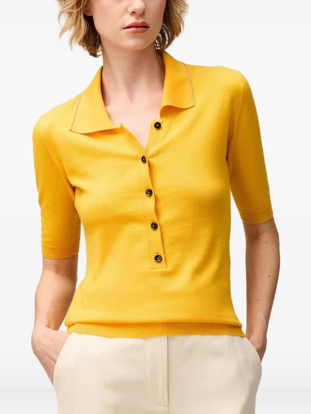RETORI Poloshirt met gestreept-detail Geel