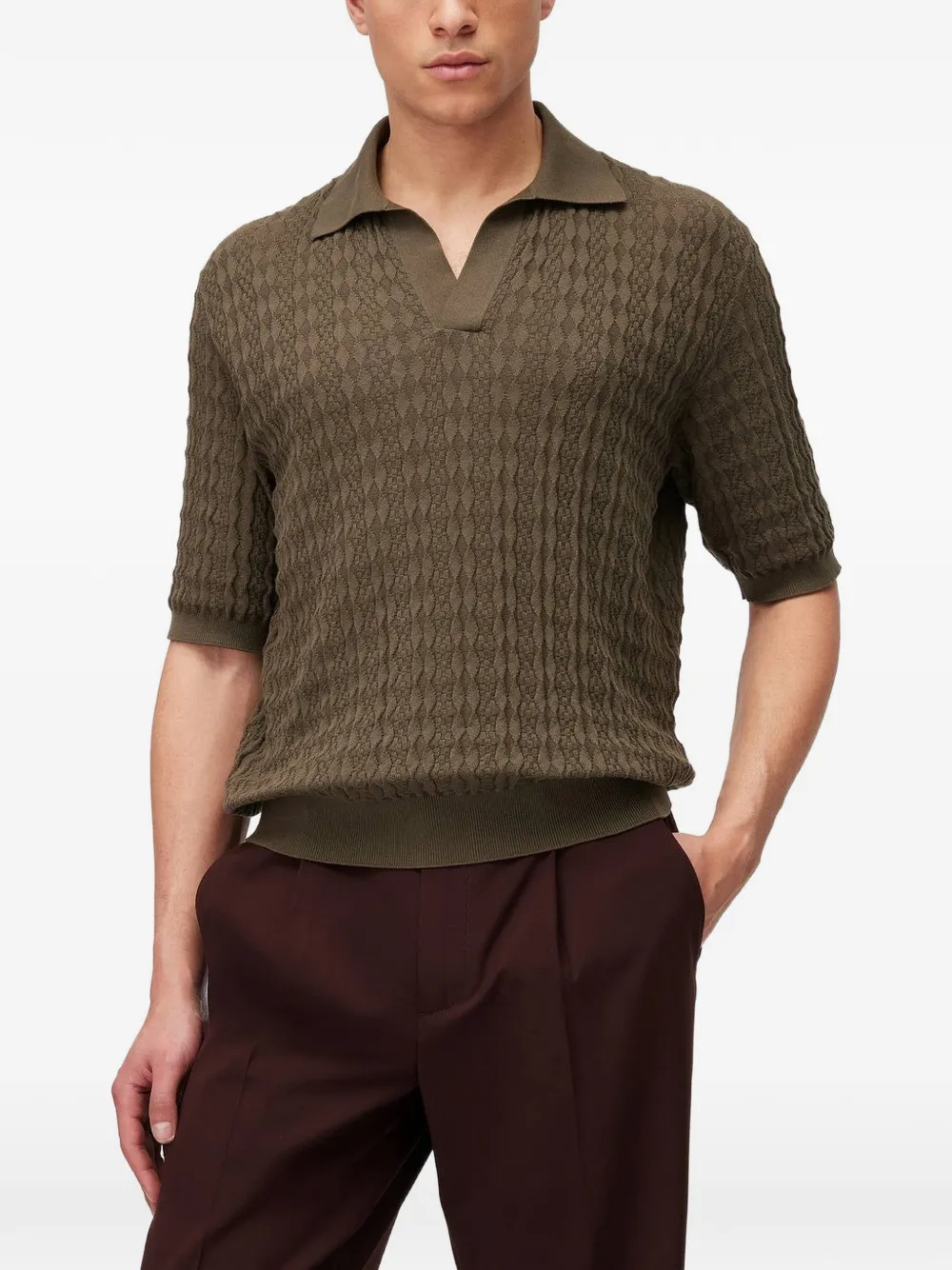 RETORI Superfijn katoenen-T-shirt met argyle-patroon Groen