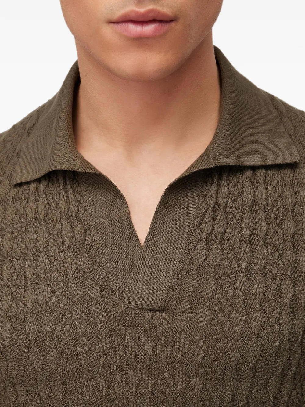 RETORI Superfijn katoenen-T-shirt met argyle-patroon Groen