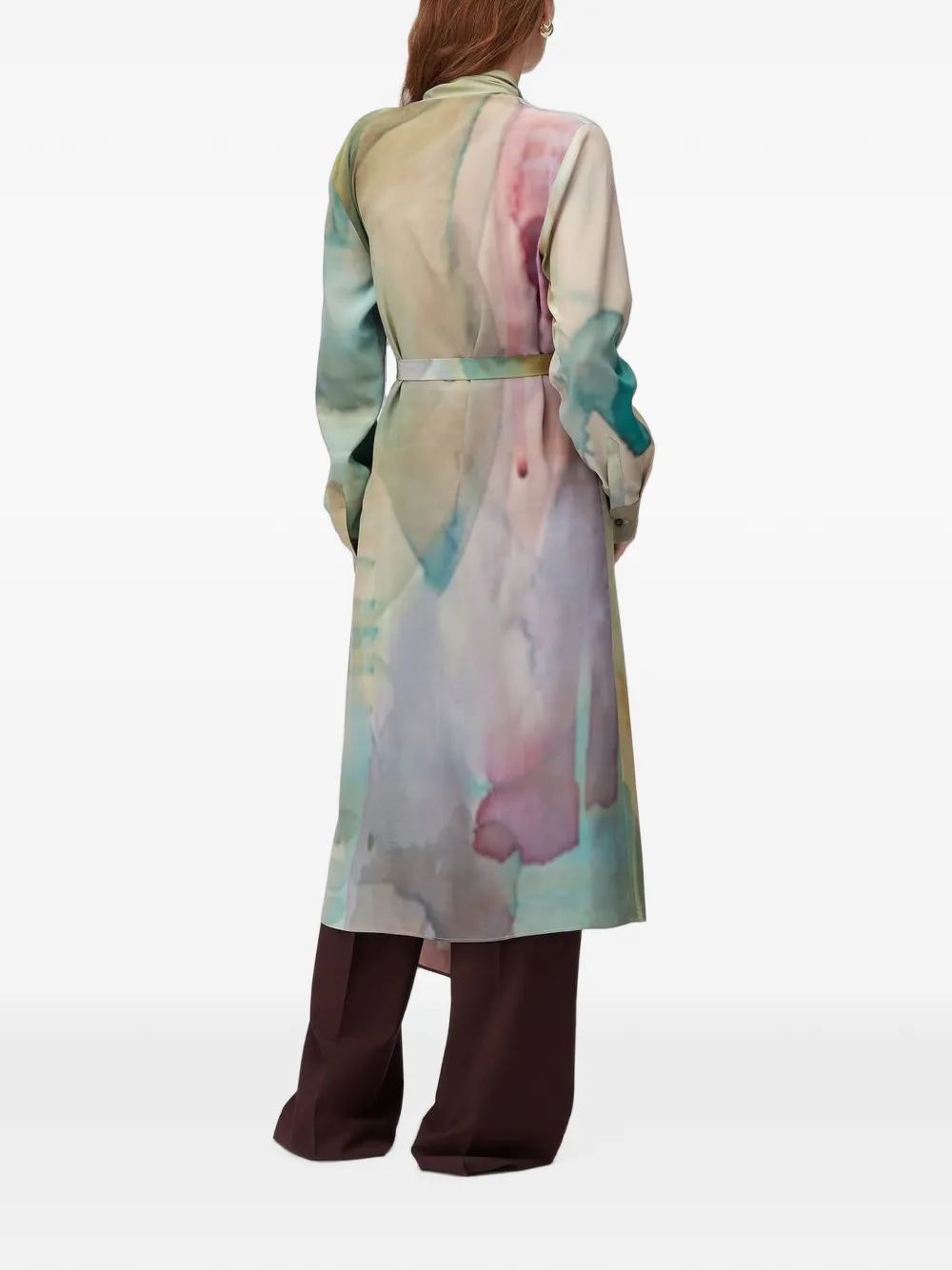 RETORI Jurk met sjaaldetail en print Blauw