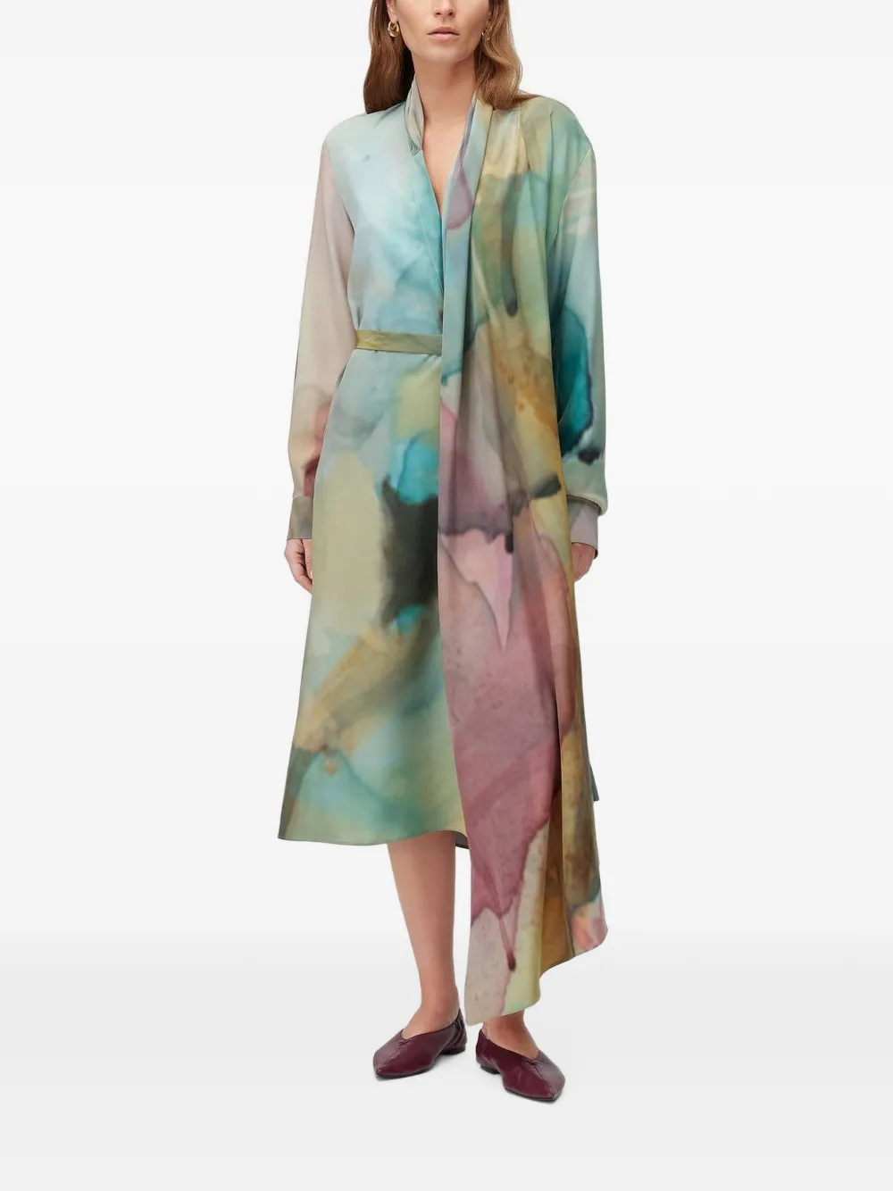 RETORI Jurk met sjaaldetail en print Blauw