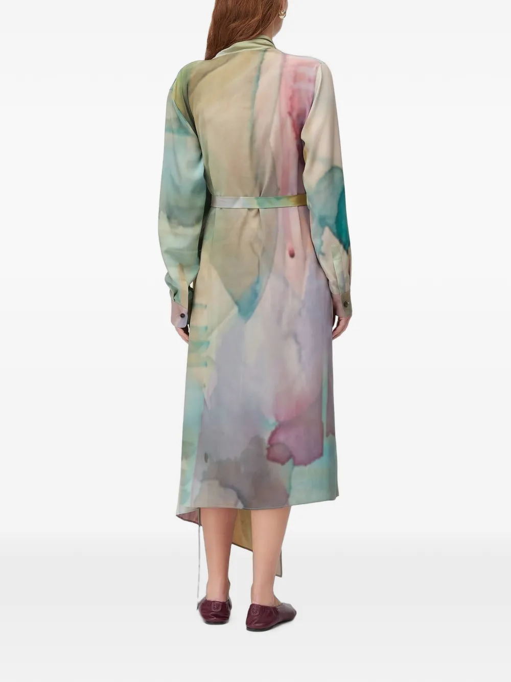 RETORI Jurk met sjaaldetail en print Blauw
