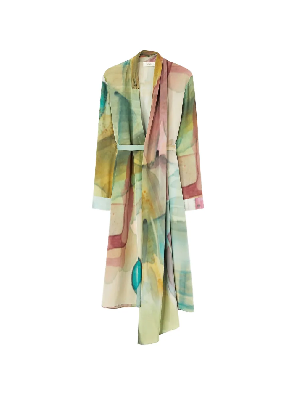 RETORI printed scarf-detail dress - Blue