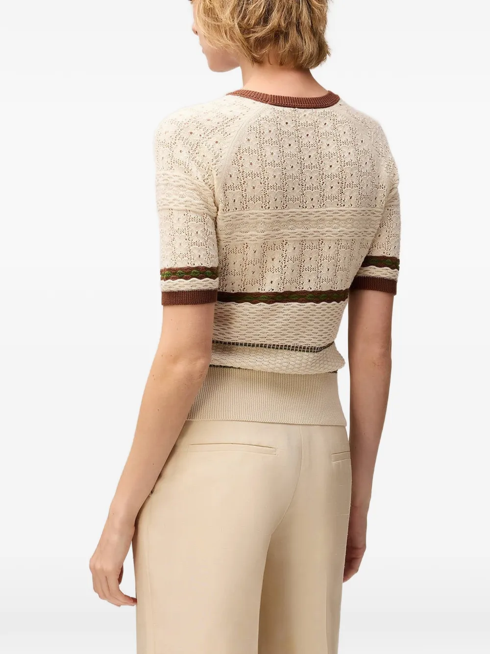 RETORI Gebreid T-shirt met stiksels Beige