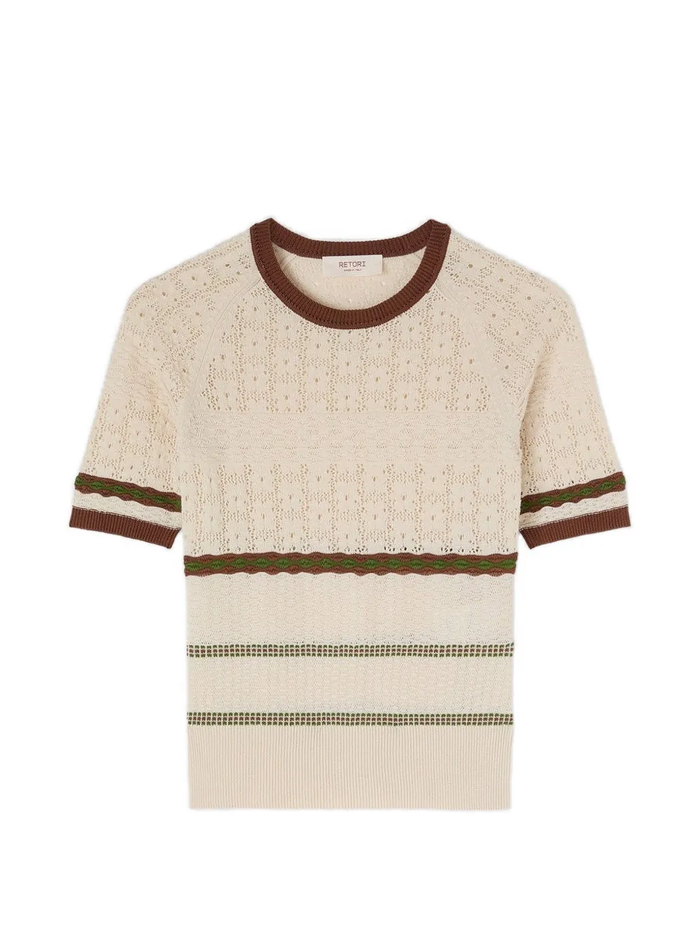 RETORI mix-stitch knit T-shirt - Toni neutri
