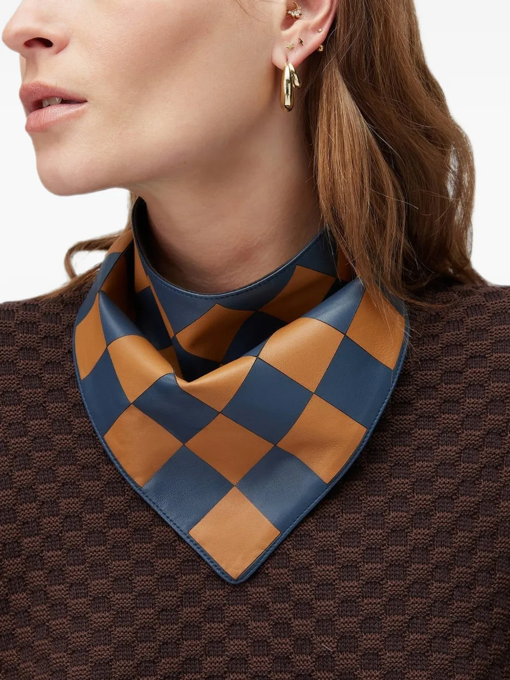 RETORI Damier lamsleren bandana Blauw