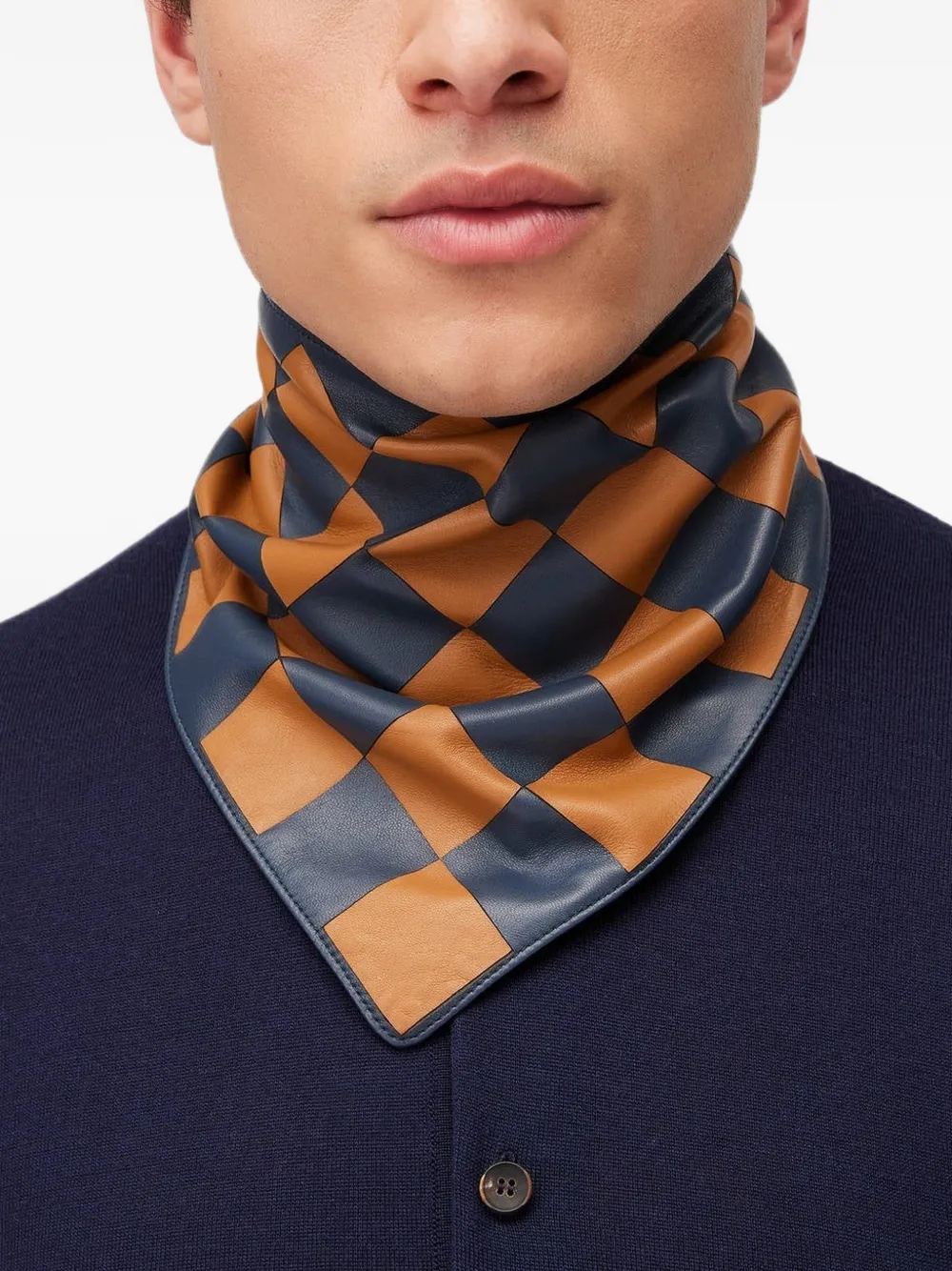 RETORI Damier lamsleren bandana Blauw