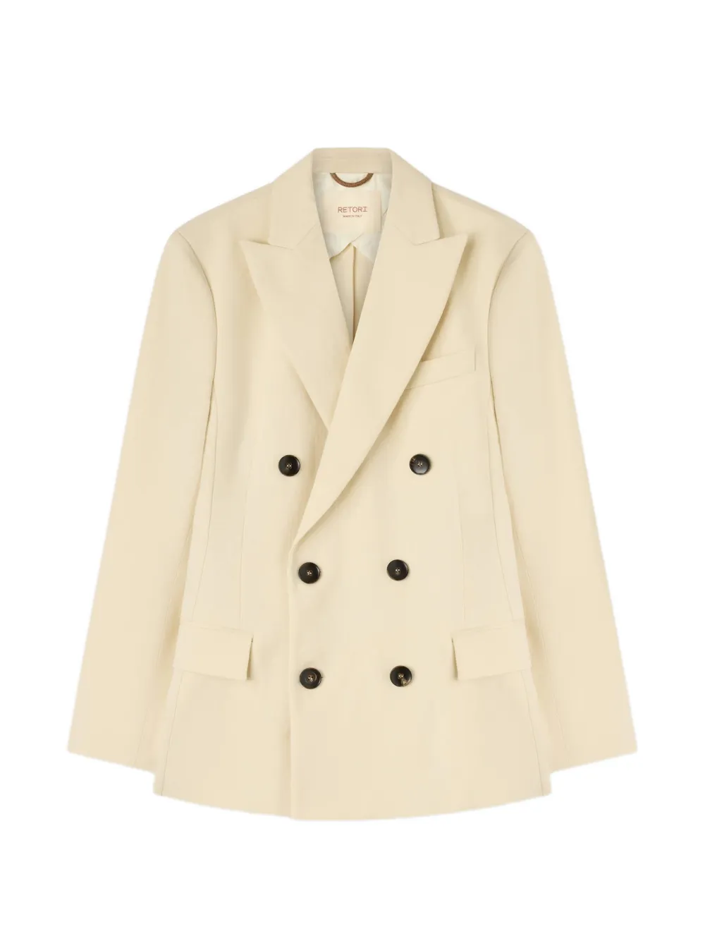 RETORI double-breasted linen blazer - Nude
