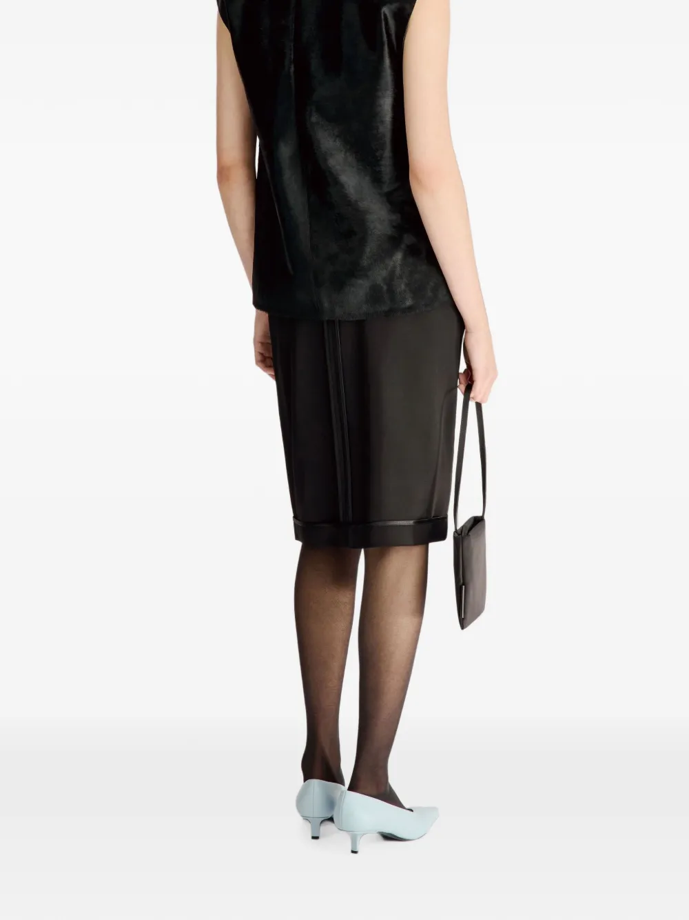 LouLou de Saison Juni mouwloze leren blouse Zwart