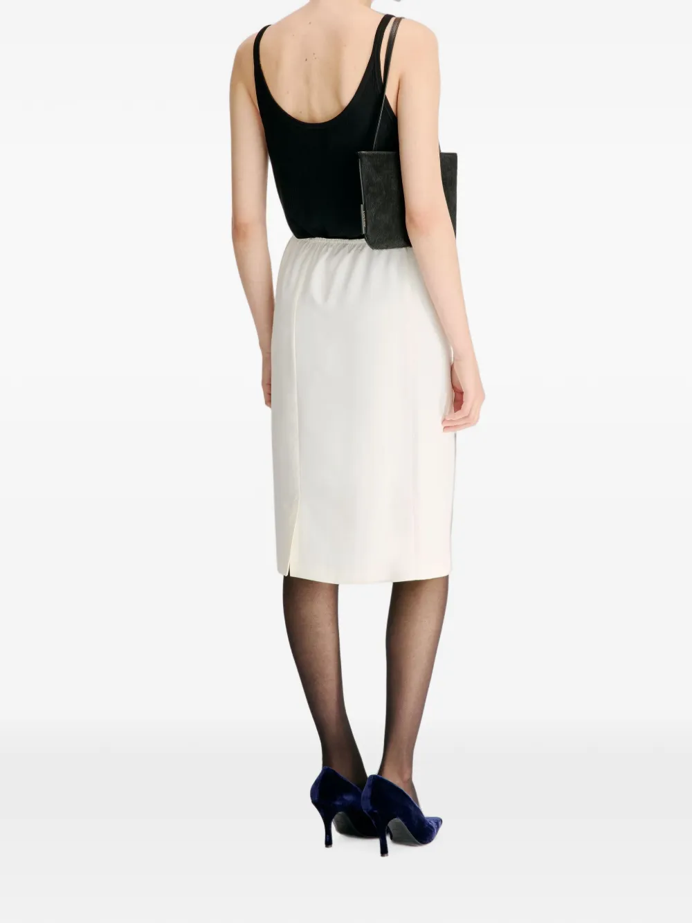 LouLou de Saison Kruise straight midi-rok met elastische taille Beige