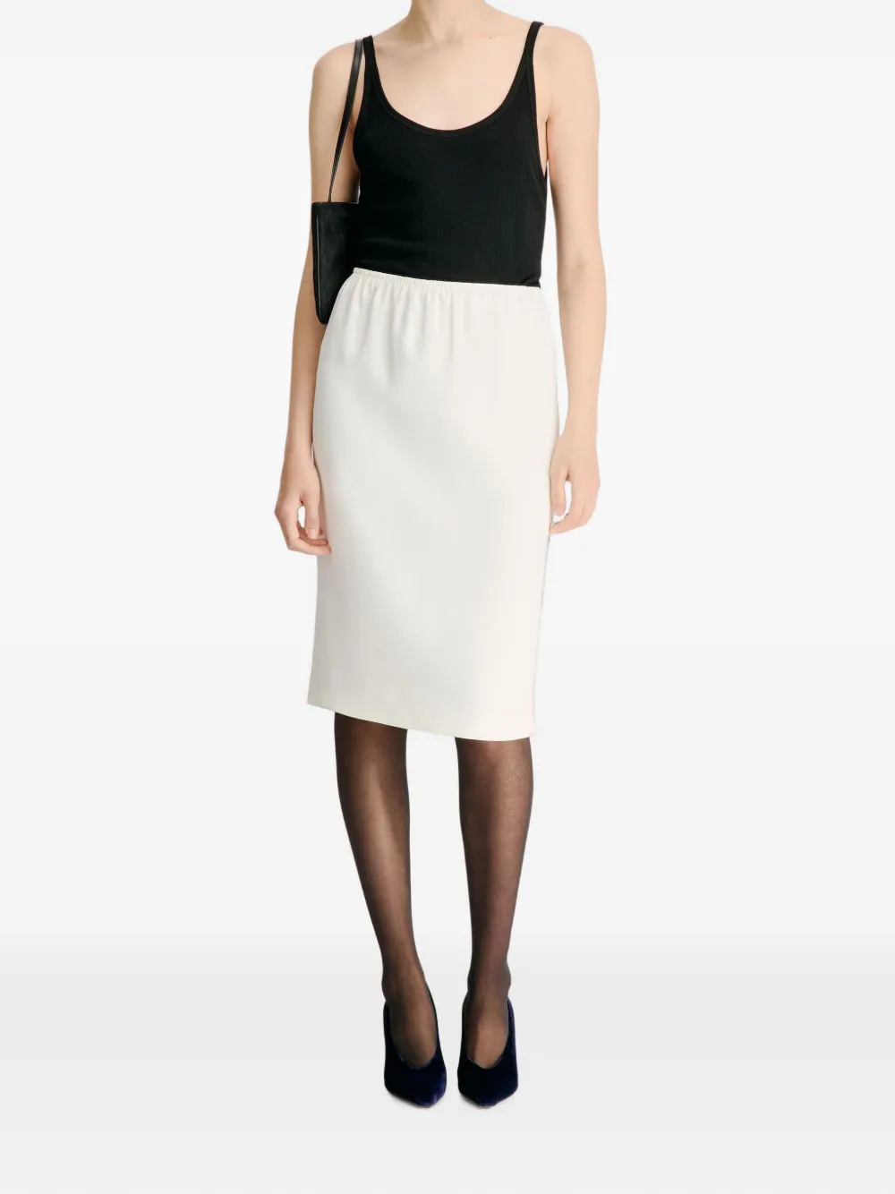 LouLou de Saison Kruise straight midi-rok met elastische taille Beige