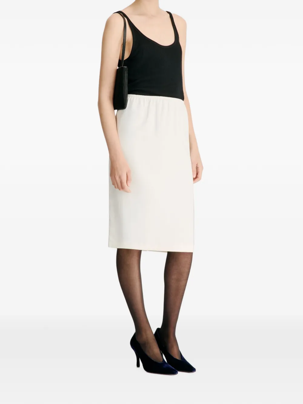 LouLou de Saison Kruise straight midi-rok met elastische taille Beige