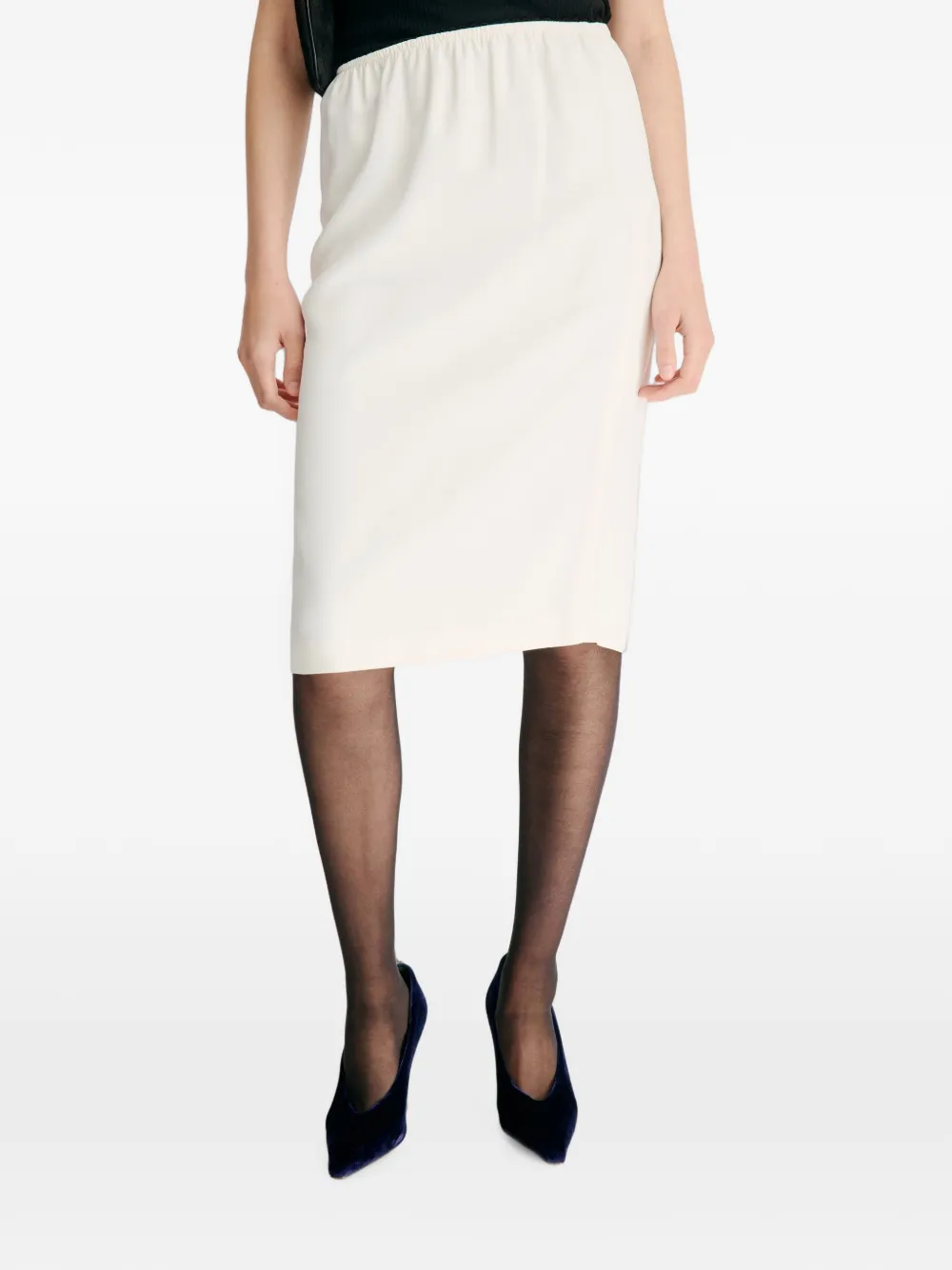 LouLou de Saison Kruise straight midi-rok met elastische taille Beige