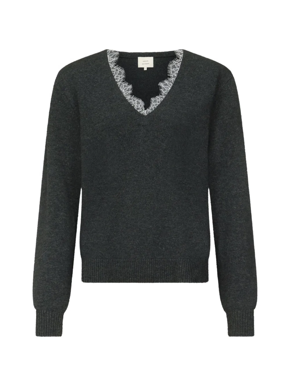 LouLou de Saison Leyla Pullover mit V-Ausschnitt - Grau