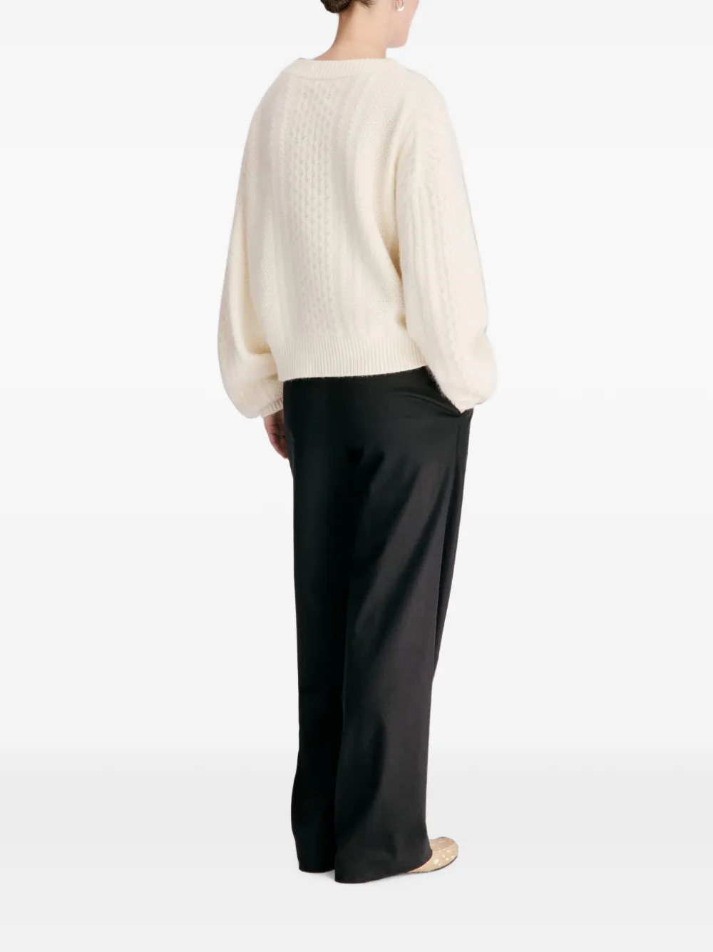 LouLou de Saison Lucio kabelgebreide wollen trui Beige