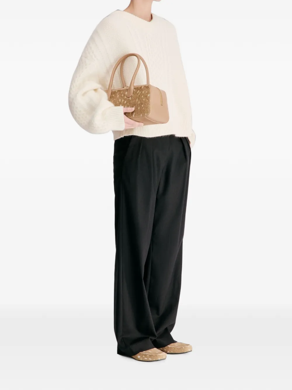 LouLou de Saison Lucio kabelgebreide wollen trui Beige