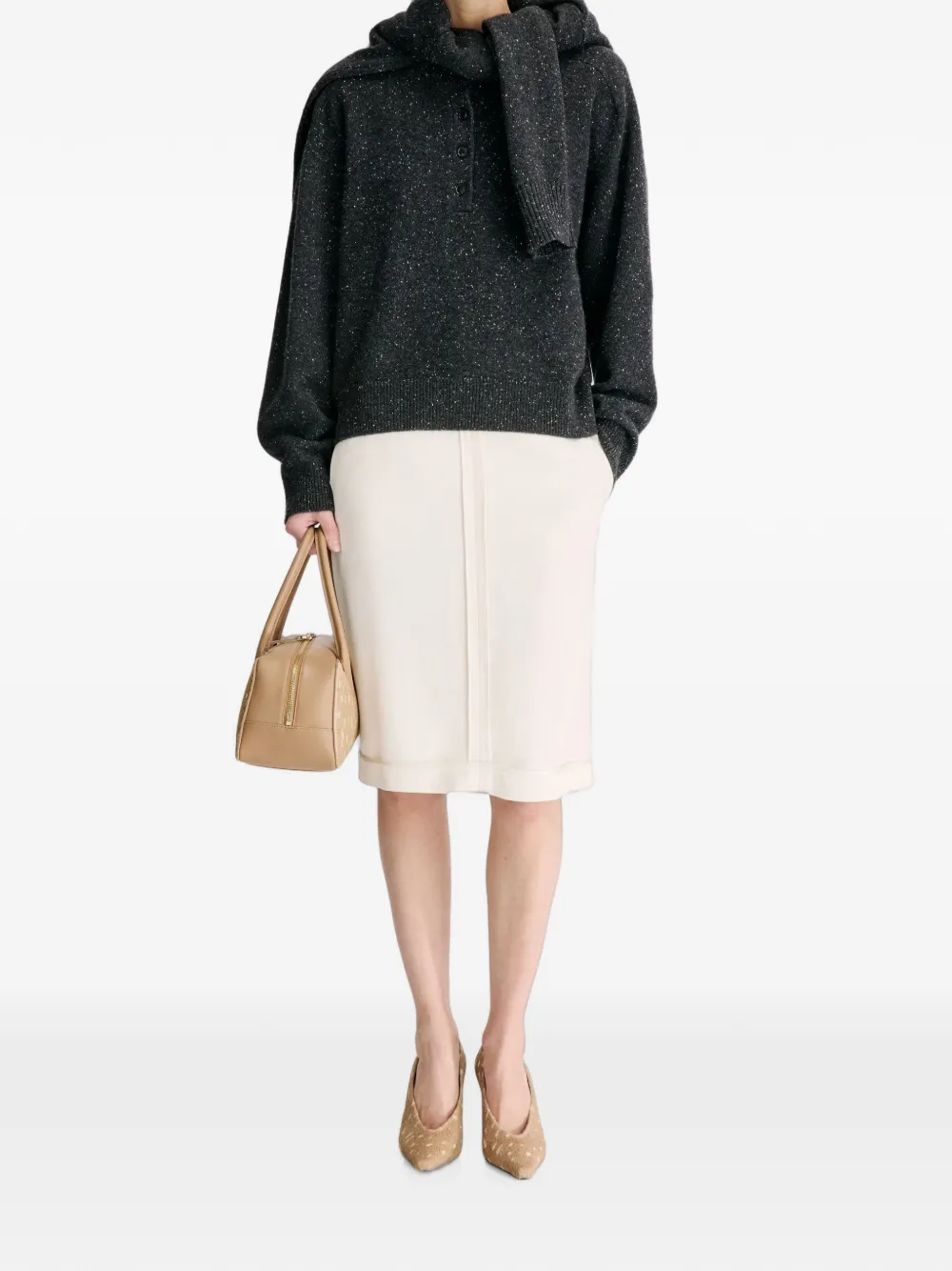 LouLou de Saison Malo oversized kasjmier henley trui Grijs