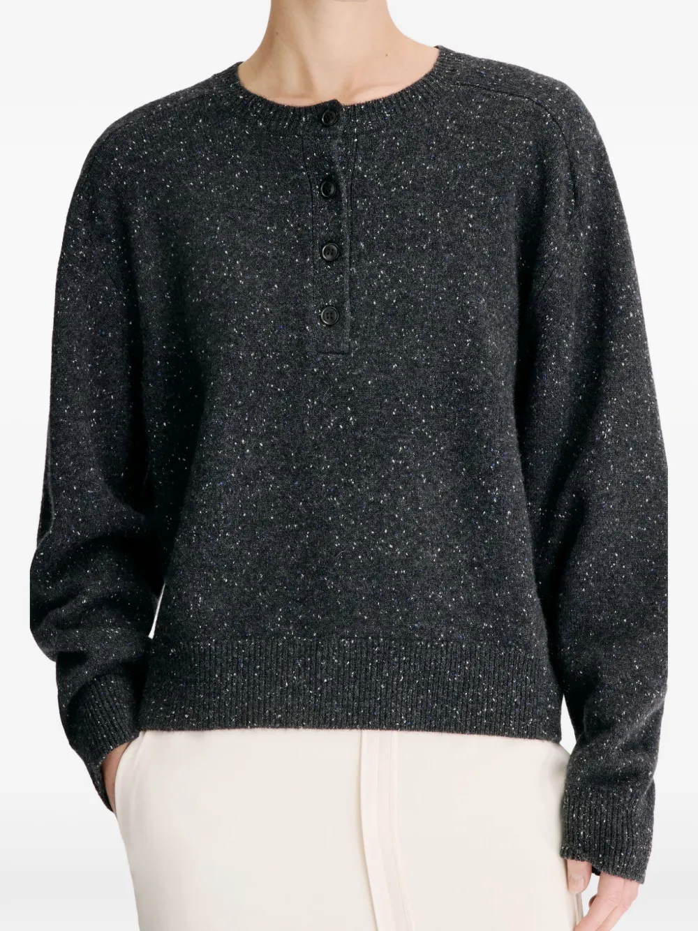 LouLou de Saison Malo oversized kasjmier henley trui Grijs