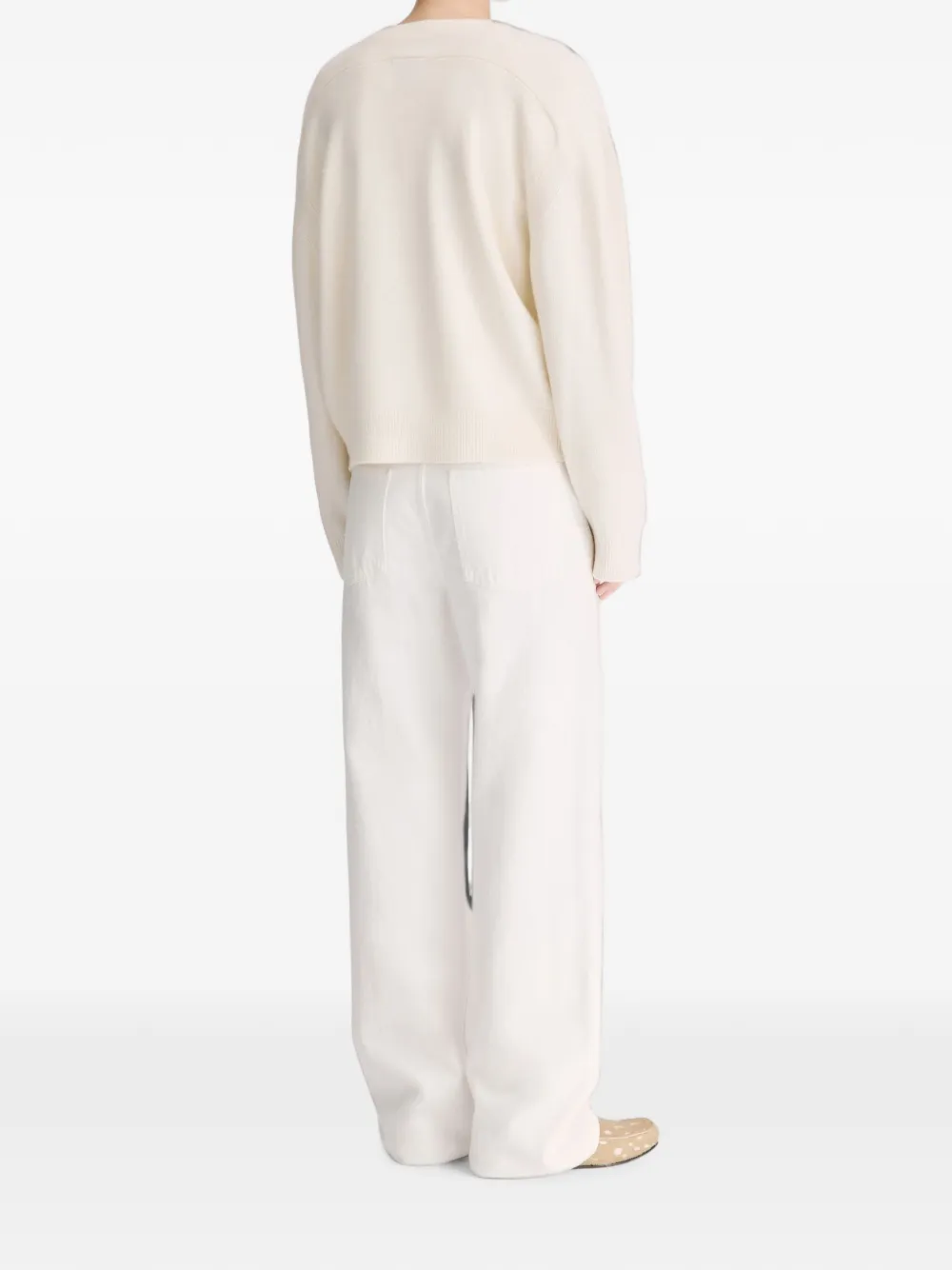 LouLou de Saison Malo oversized kasjmier henley trui Beige