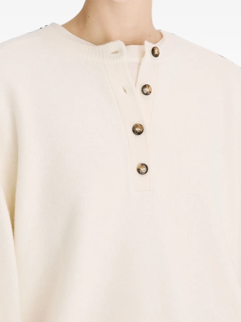 LouLou de Saison Malo oversized kasjmier henley trui Beige