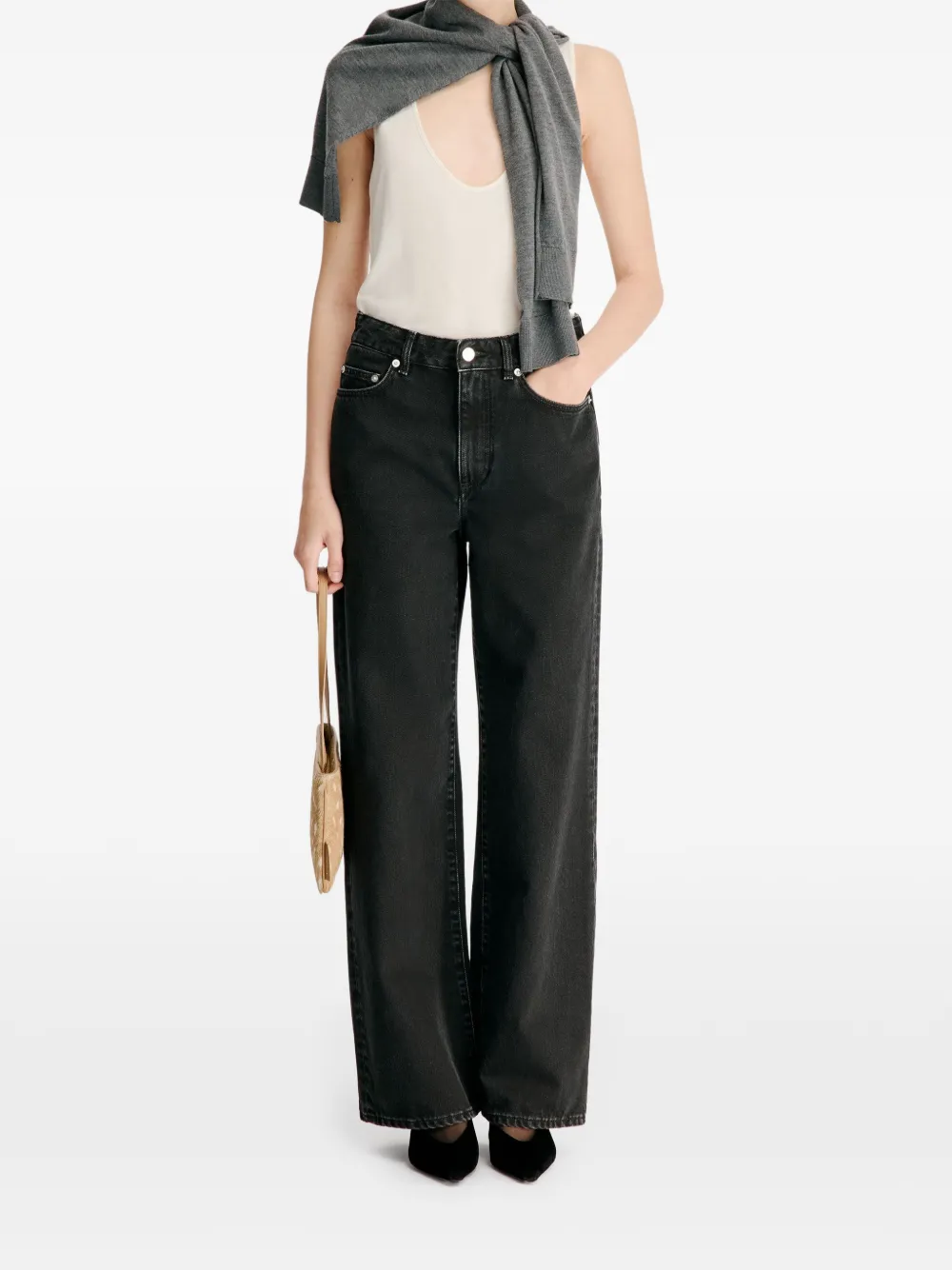 LouLou de Saison Mico jeans met wijde pijpen Grijs