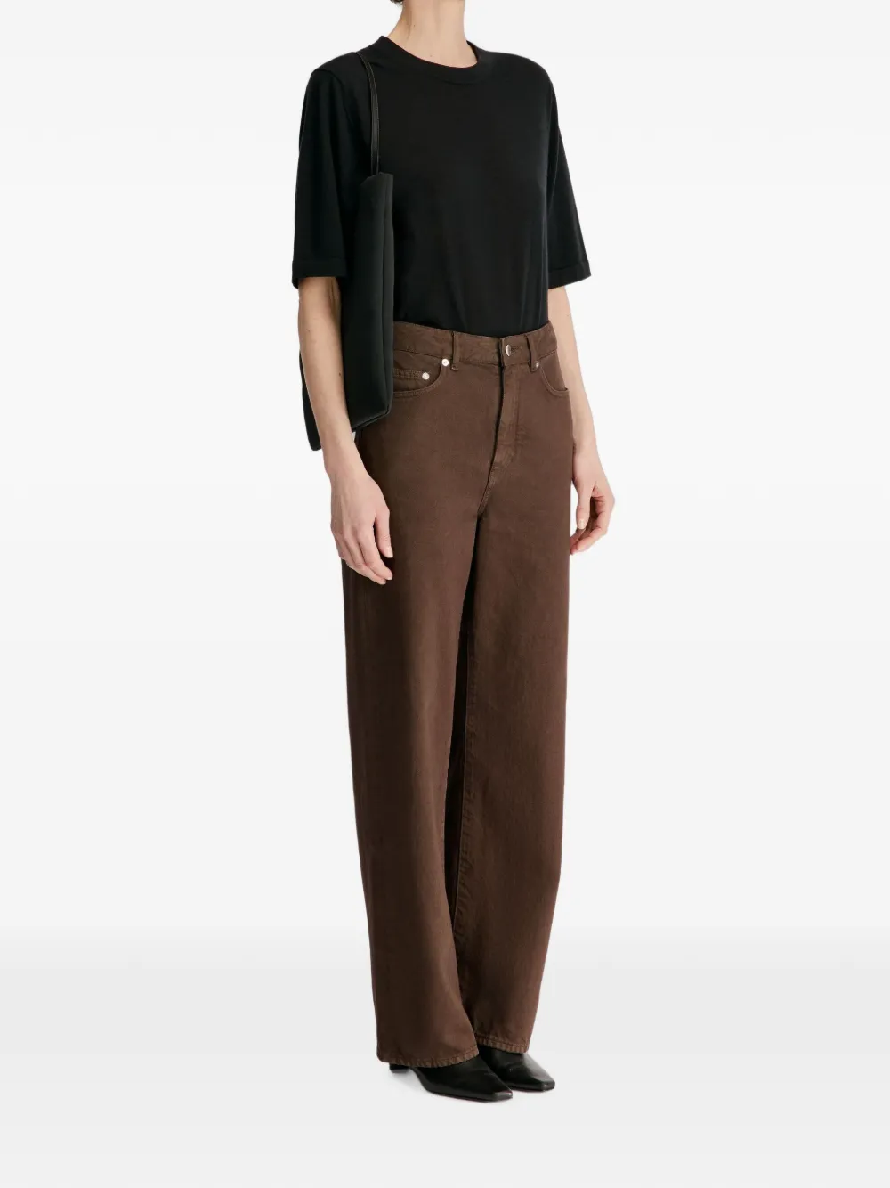 LouLou de Saison Mico low-waist jeans met wijde pijpen Bruin