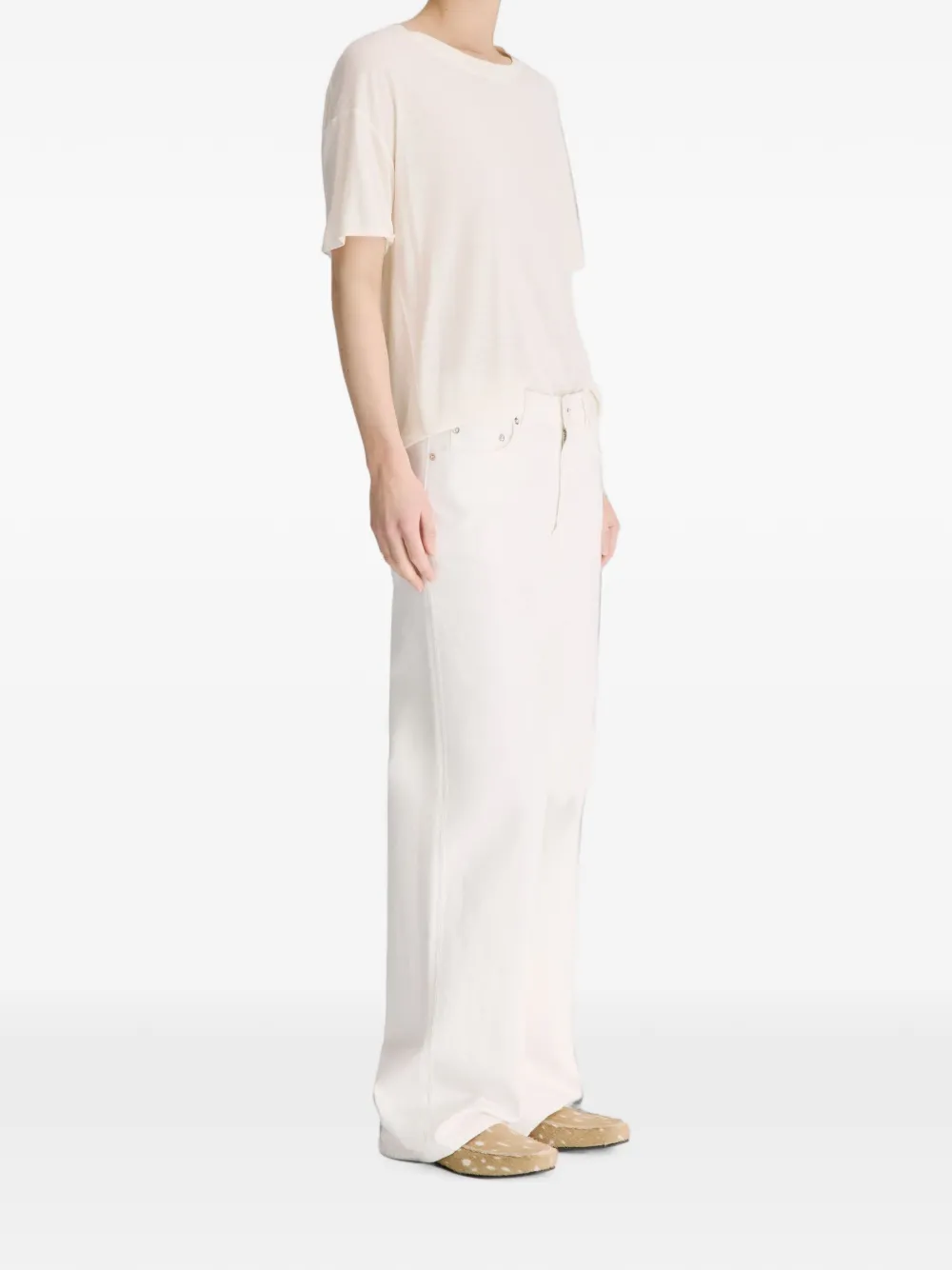 LouLou de Saison Mico jeans met wijde pijpen Beige