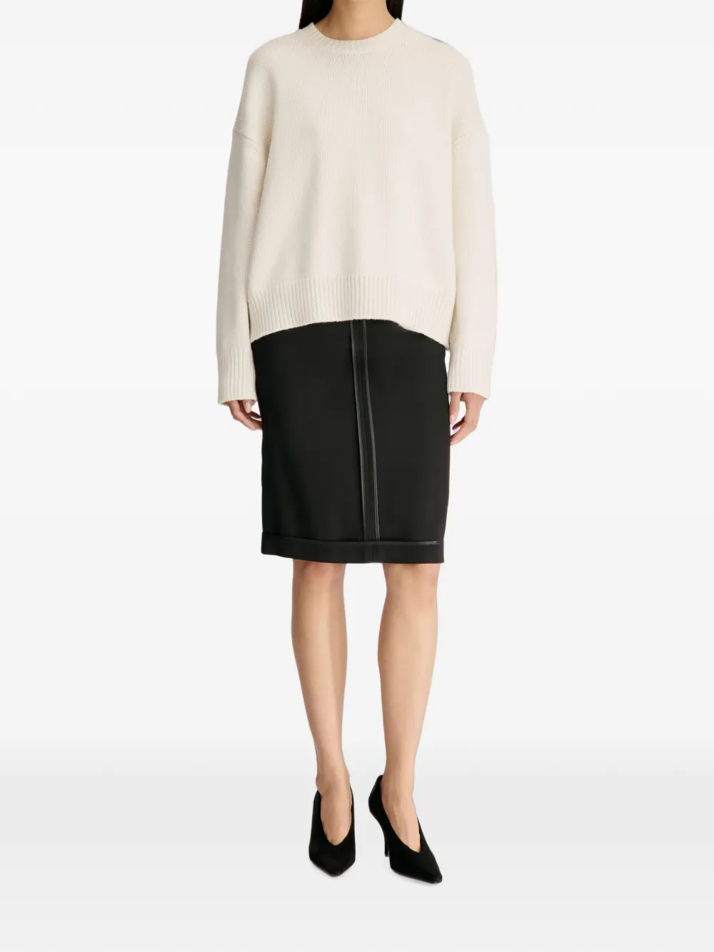 LouLou de Saison Kasjmier trui met verlaagde schouders Beige