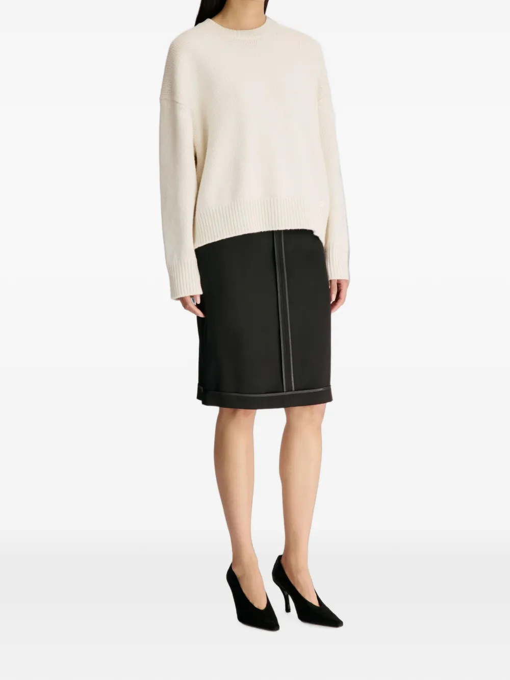 LouLou de Saison Kasjmier trui met verlaagde schouders Beige