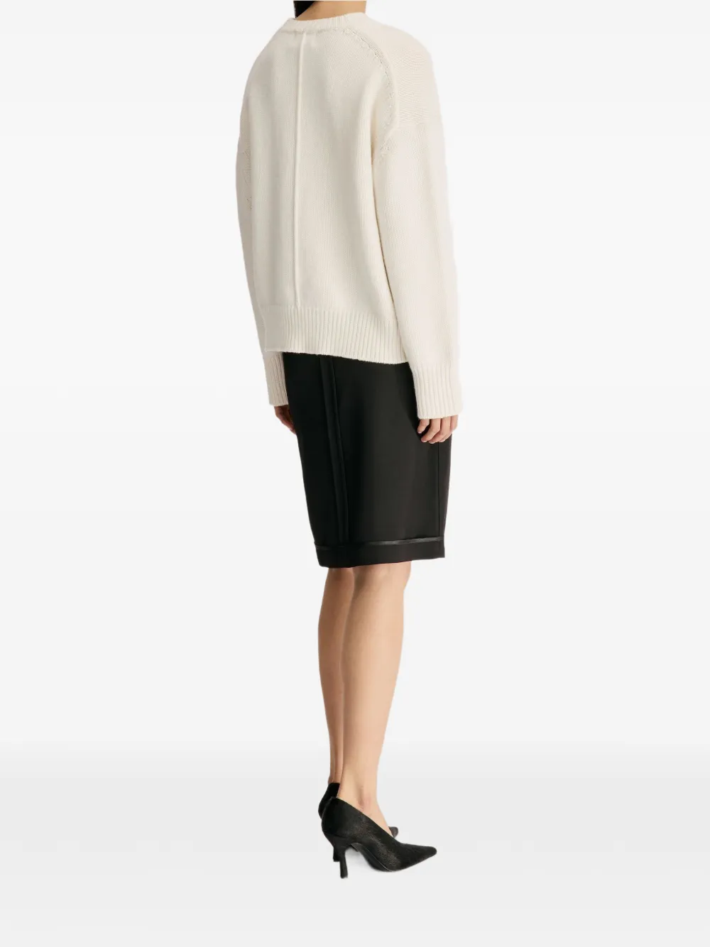 LouLou de Saison Kasjmier trui met verlaagde schouders Beige